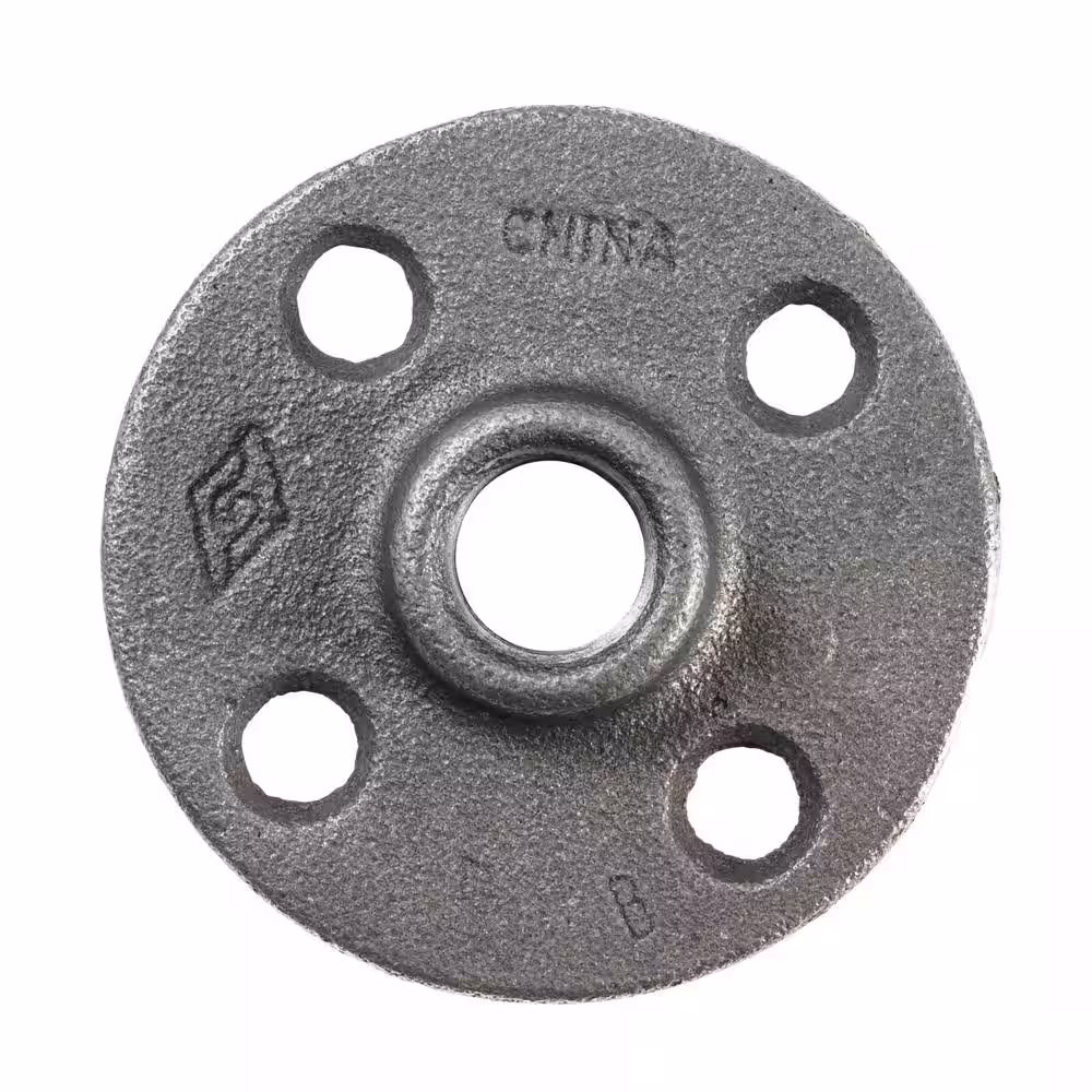 None 1/2 in. Black Malleable Iron Floor Flange Fitting (2-Pack)