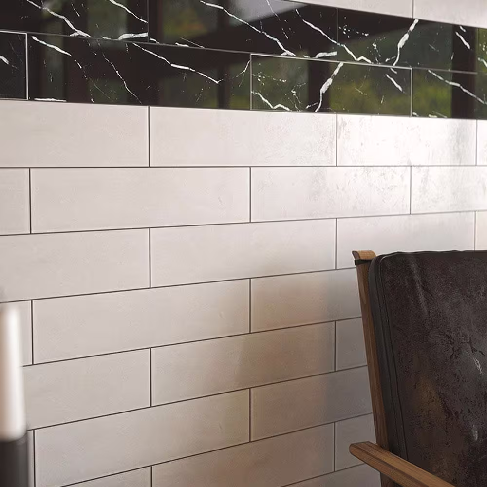 Jeffrey Court Hollow Black 4 in. x 16 in. Subway Gloss Glass Wall Tile (17.77 sq. ft./Case)