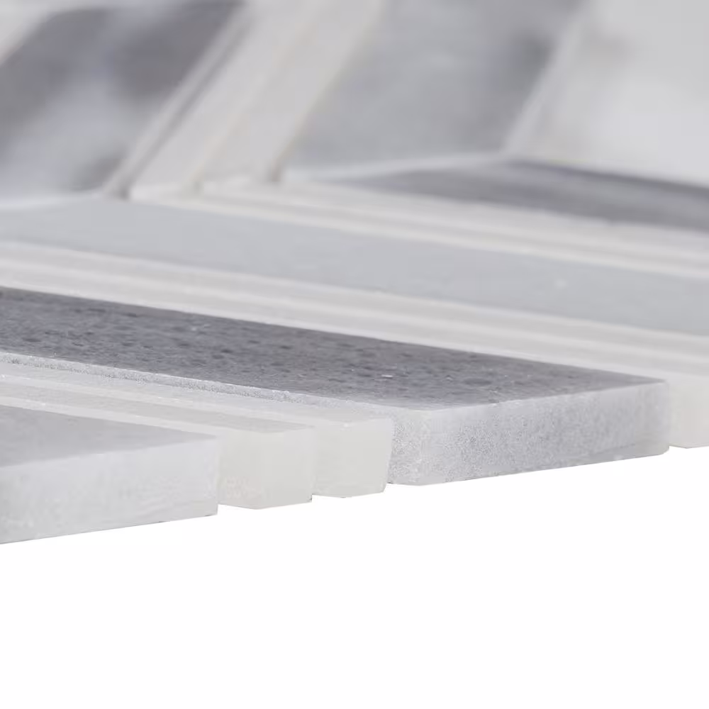 None Blended Nature Iceburg 12 in. x 10.87 in. Chevron Marble/Glass Mesh-Mounted Mosaic Tile (0.90 sq. ft./Each)