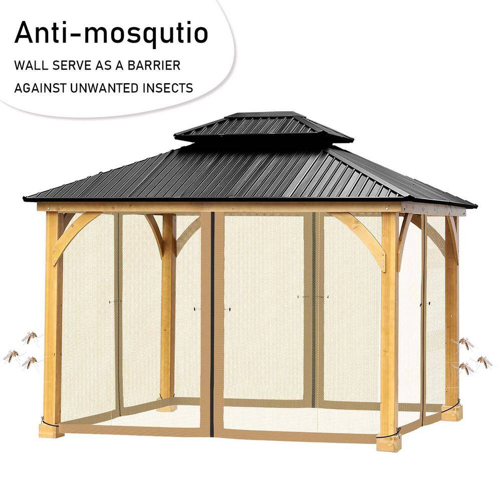 Aoodor 10 ft. x 10 ft. Gazebo Netting Screen Replacement Universal 4-Panel Sidewalls (Only Netting)