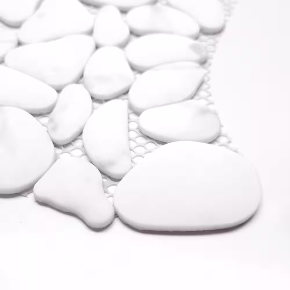 sunwings Pebble 12x12in. Mosaic tile. Recycled glass marble looks floor and wall tile, white calacatta (10.0 sq. ft./Case)