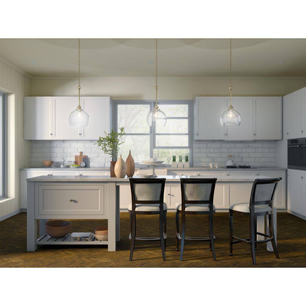 KICHLER Lecelles 1-Light Polished Nickel Traditional Globe Kitchen Pendant Hanging Light with Clear Glass Shade