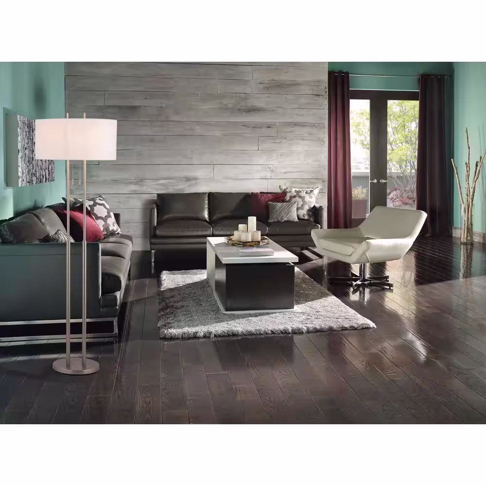 Adesso Duet 62 in. Satin Steel Floor Lamp