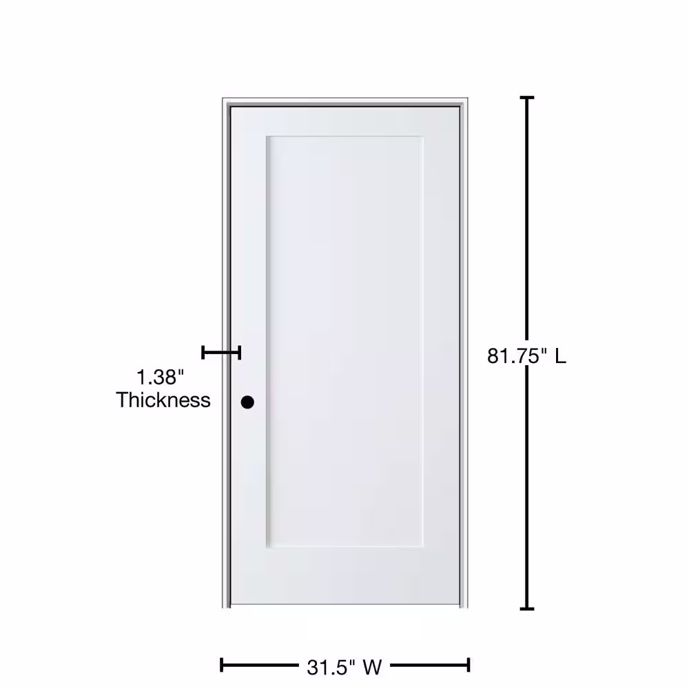 MMI Door Shaker Flat Panel 30 in. x 80 in. Right Hand Solid Core Primed HDF Single Pre-Hung Interior Door with 4-9/16 in. Jamb