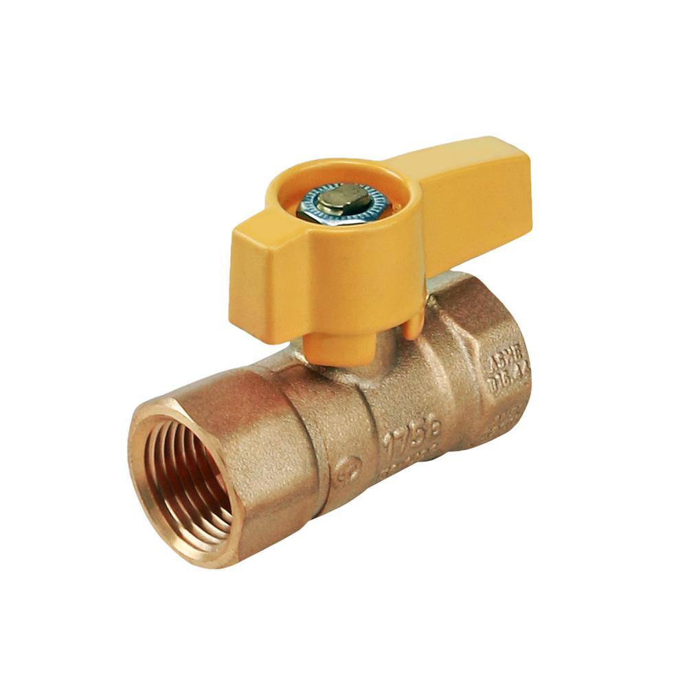 The Plumber's Choice 1 in. FIP Brass Gas Ball Valve with Yellow Aluminum Alloy Handle (Pack of 5)