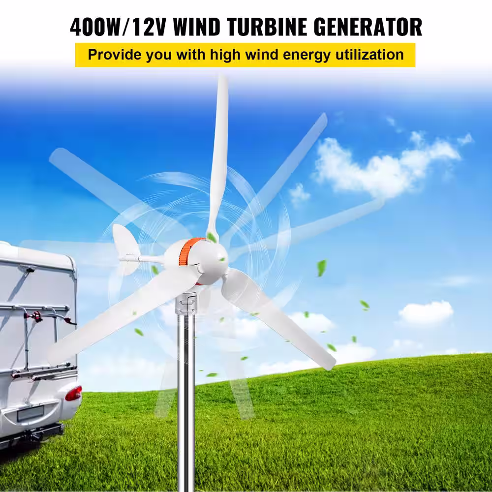 VEVOR Wind Turbine Generator 400-Watt 12-Volt/AC Wind Turbine Kit 3 Blades Wind Power Generator with MPPT Controller
