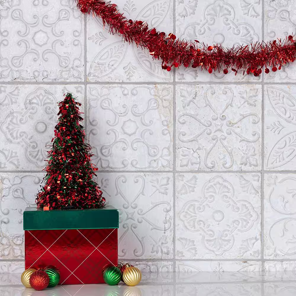 Merola Tile Aevum Ornato White 7-7/8 in. x 7-7/8 in. Ceramic Wall Tile (9.24 sq. ft./Case)