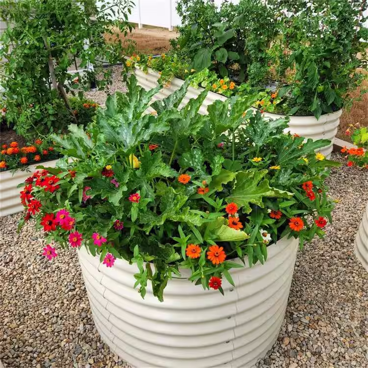 vego garden 32 in. Extra-Tall x 42 in. Round Olive Green Metal Raised Garden Bed Kit