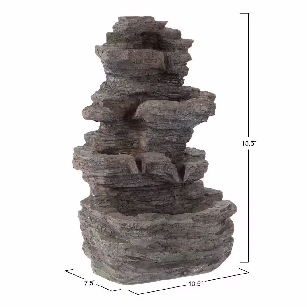 Pure Garden Tiered Indoor Tabletop Water Fountain with Cascading Waterfall and LED Lights