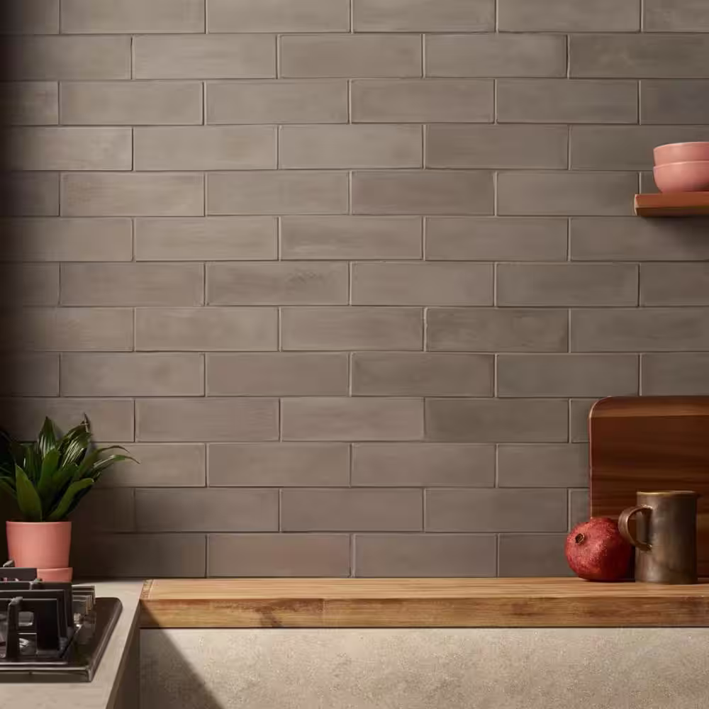 Ivy Hill Tile Vibe Shadow Gray 2.36 in. x 7.87 in. Matte Cement Subway Wall Tile (3.88 sq. ft./Case)
