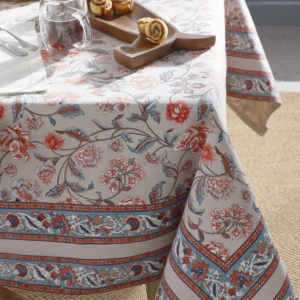 The Company Store Floral Blossoms Green Floral Cotton Tablecloth