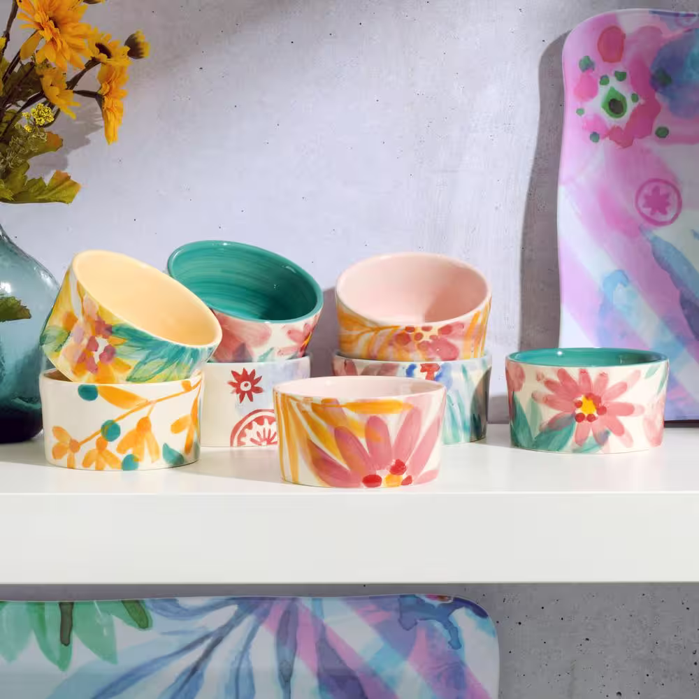 None Goji Blossom 8-Piece 6.5 oz. Ramekins Set in Assorted Designs