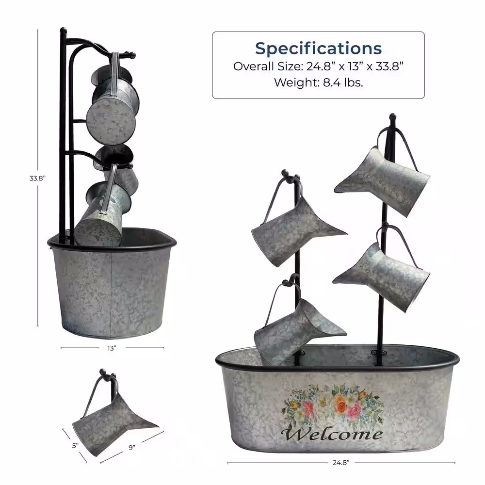 None 34 in. Metal Water Jug Tiered Fountain Type