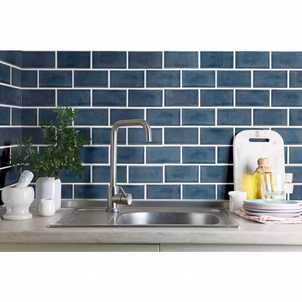 MSI Bay Blue Handcrafted Glossy 3 in. x 6 in. Ceramic Subway Wall Tile (1.04 sq. ft./Case)