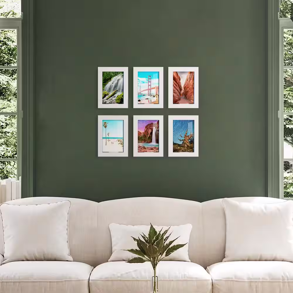 None Modern 5 in. x 7 in. White Picture Frame (Set of 6)