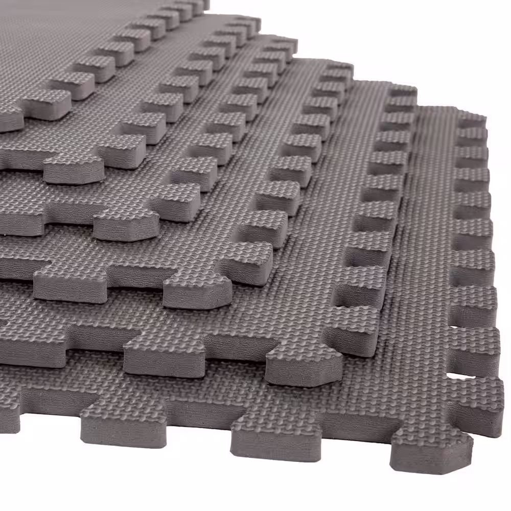 None Gray 24 in. W x 24 in. L x 0.5 in. T Foam Interlocking Floor Mat Tiles for Home Gym (24 sq. ft.) (6-Pack)