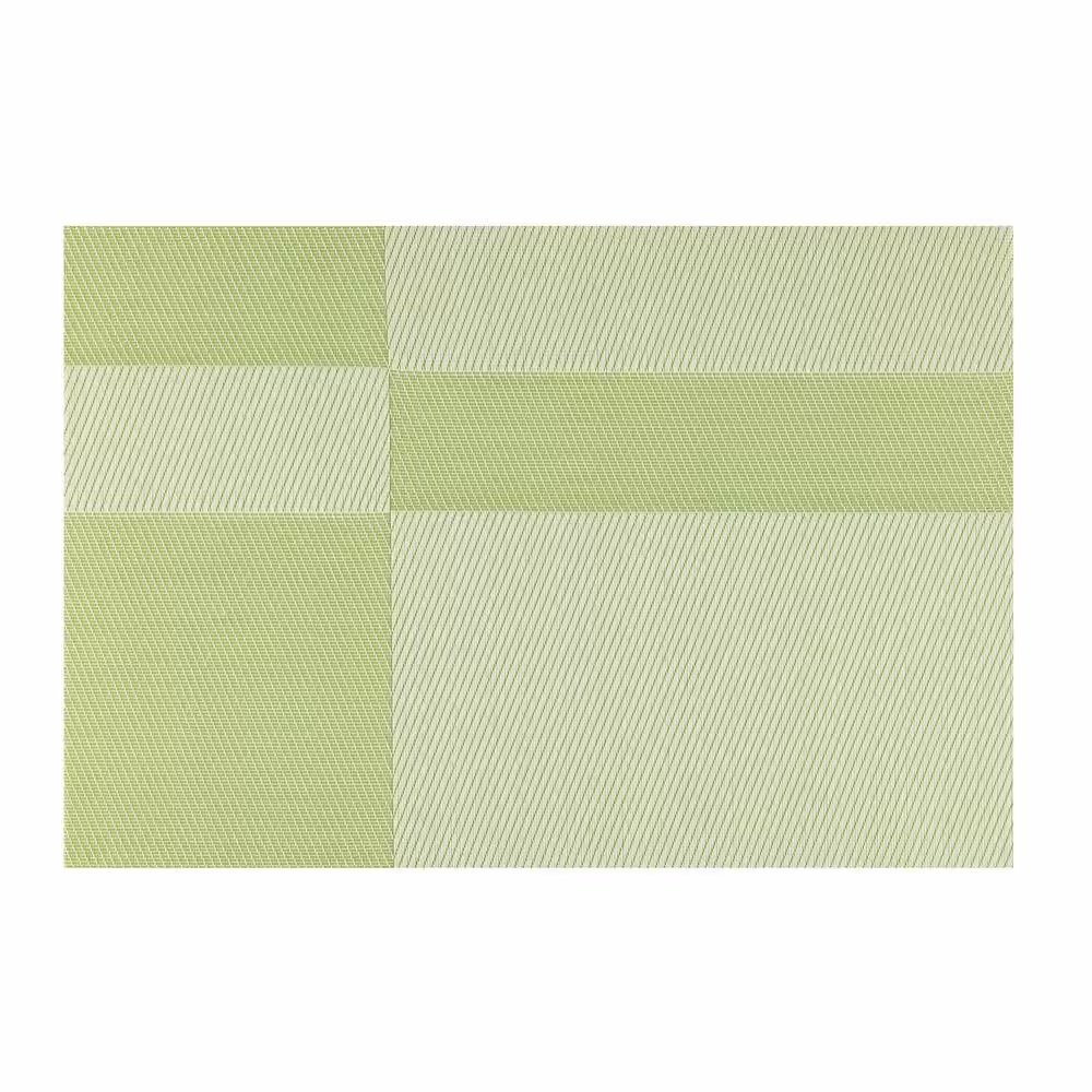Kraftware EveryTable 18 in. x 12 in. Olive & White Twill PVC Placemat (Set of 6)