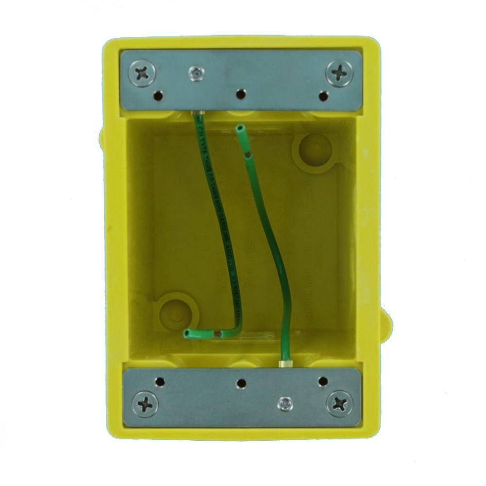 Leviton FD Box 2 KO Openings 1/2 in. for Straight/Locking Outlet, Yellow