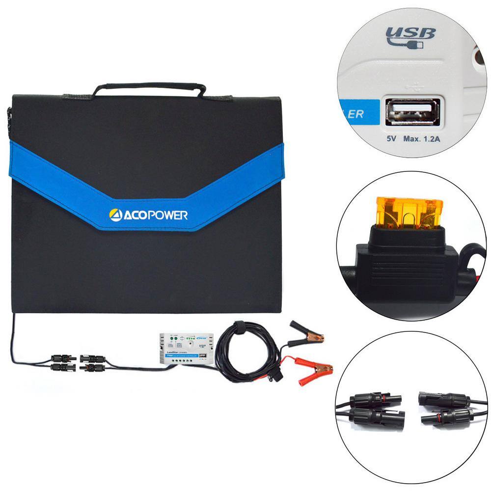 ACOPower 50-Watt Foldable Suitcase OffGrid Solar Panel Kit Suitcase