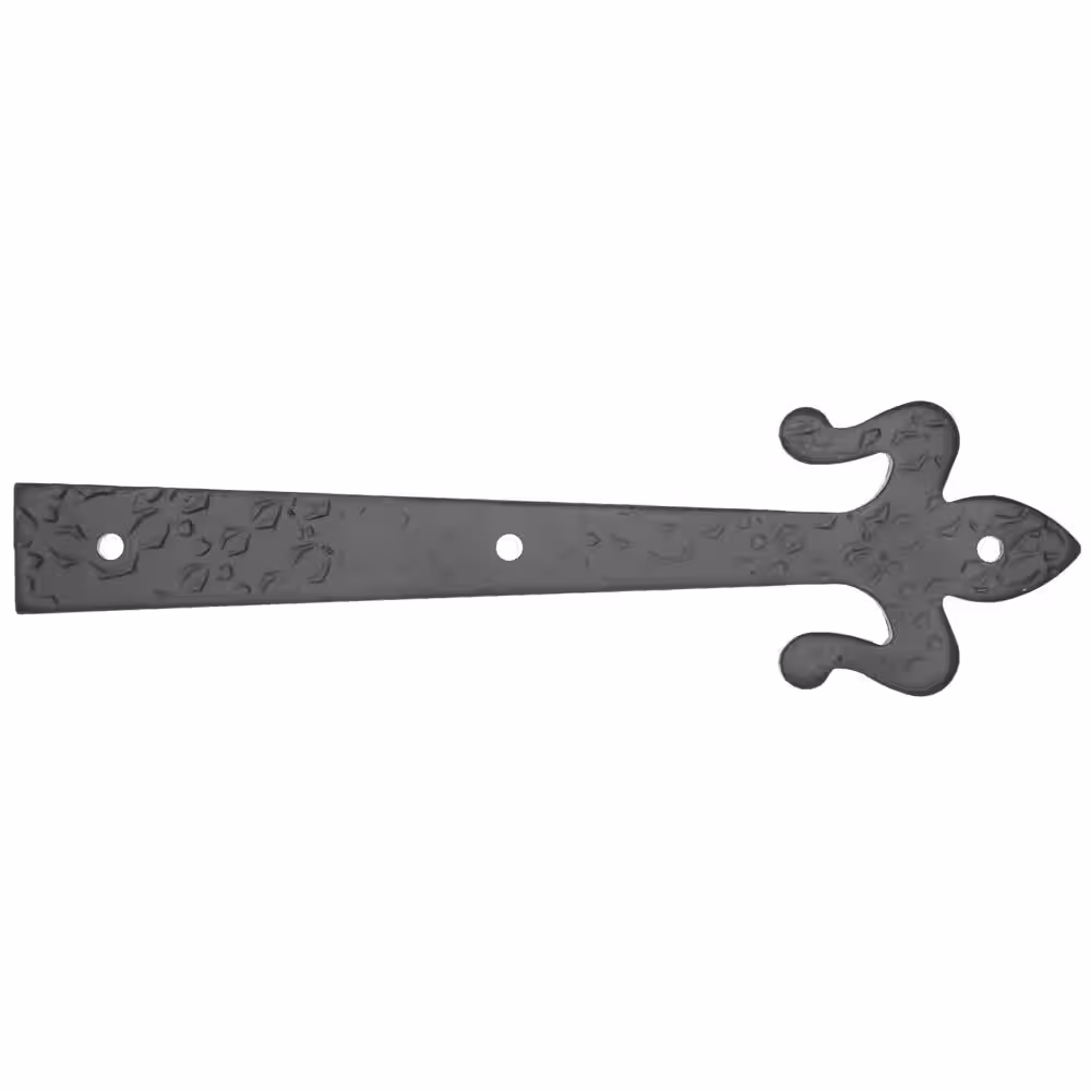 Everbilt 8 in. Black Decorative Fleur-de-lis Strap Hinge (2-Pack)