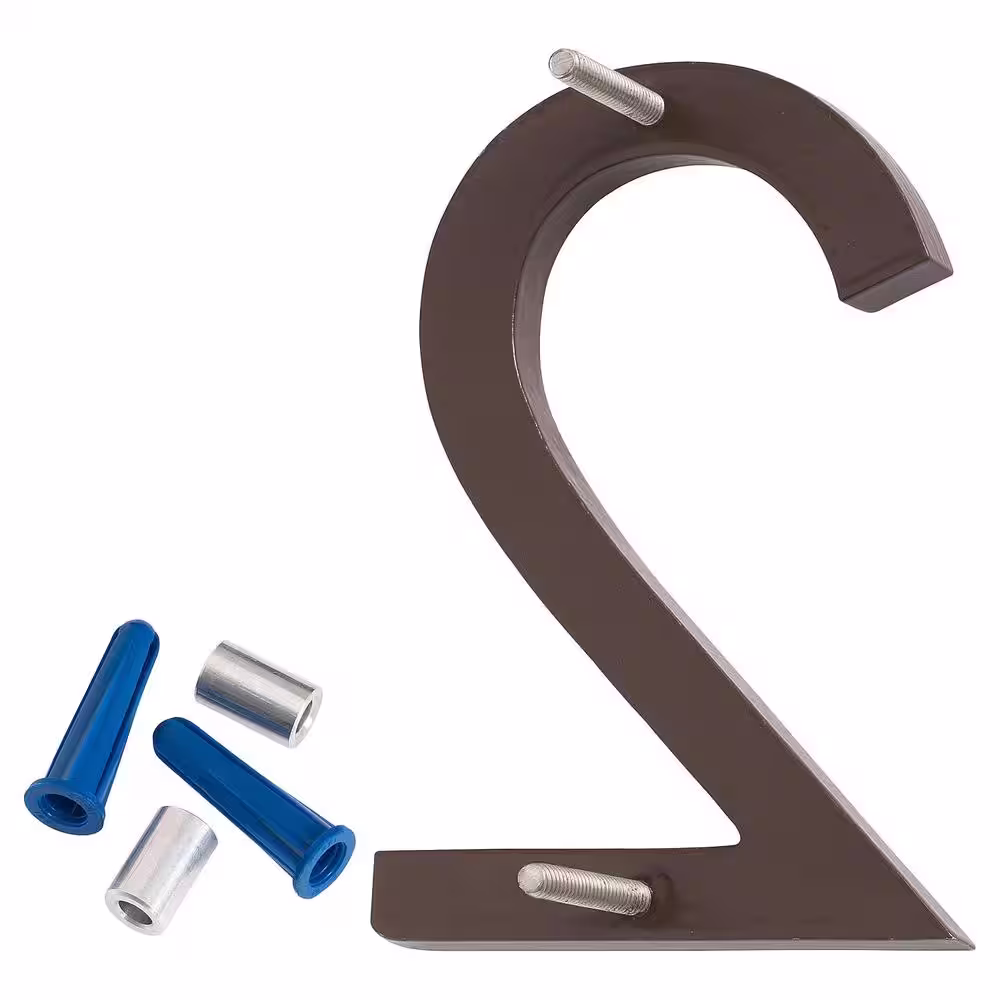 Montague Metal Products 4 in. Satin Nickel/Roman Bronze 2-Tone Aluminum Floating or Flat Modern House Number 2