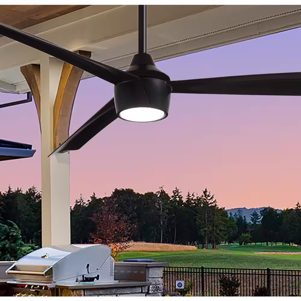 MINKA-AIRE Skinnie 56 in. LED Indoor/Outdoor Coal Ceiling Fan with Light and Remote Control