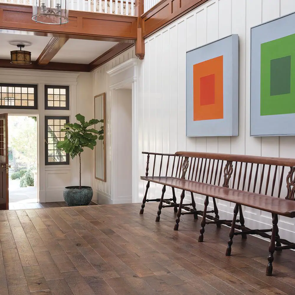Malibu Wide Plank Monterey French Oak 3/4 in. T x 5 in. W Water Resistant Distressed Solid Hardwood Flooring (22.6 sq. ft./case)