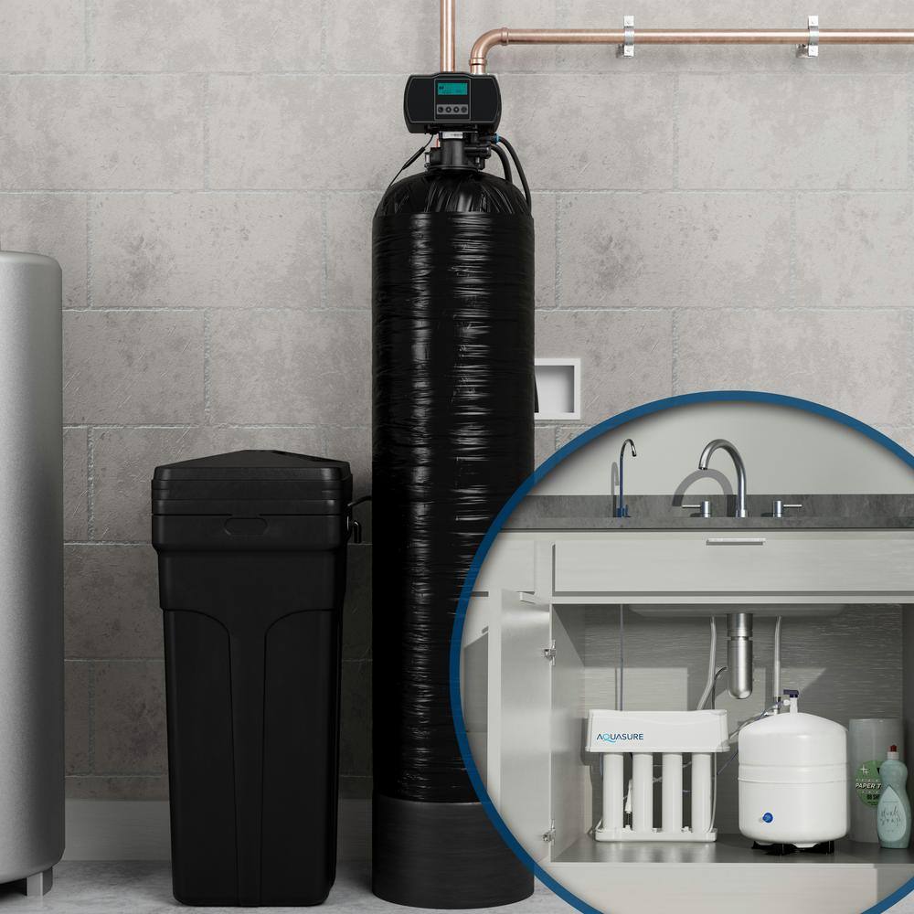 AQUASURE Whole House Water Softener/Reverse Osmosis Drinking Water Filter Bundle (32,000 Grains)