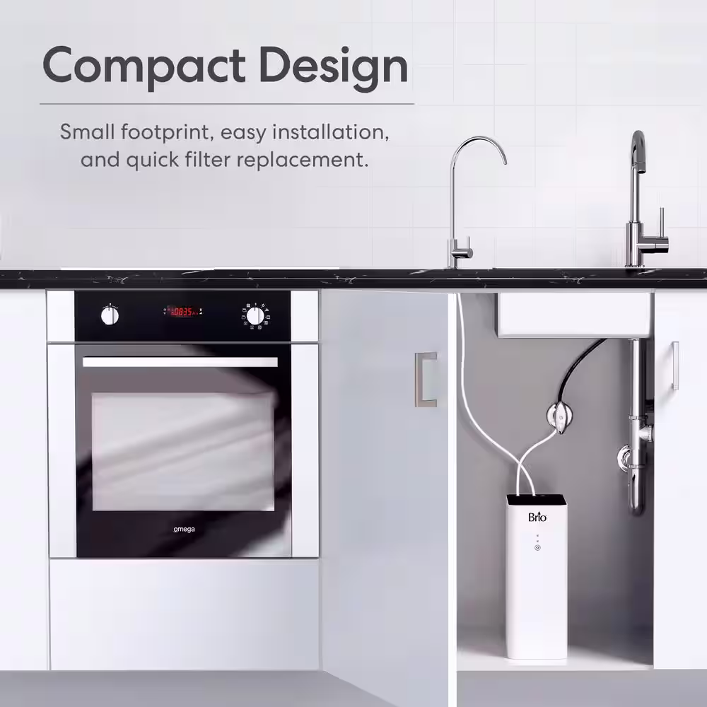 Brio 3-Stage Amphora Ultra-Filtration Water Filter System with Composite 0.1-Micron Filter in White/Stainless Steel Faucet