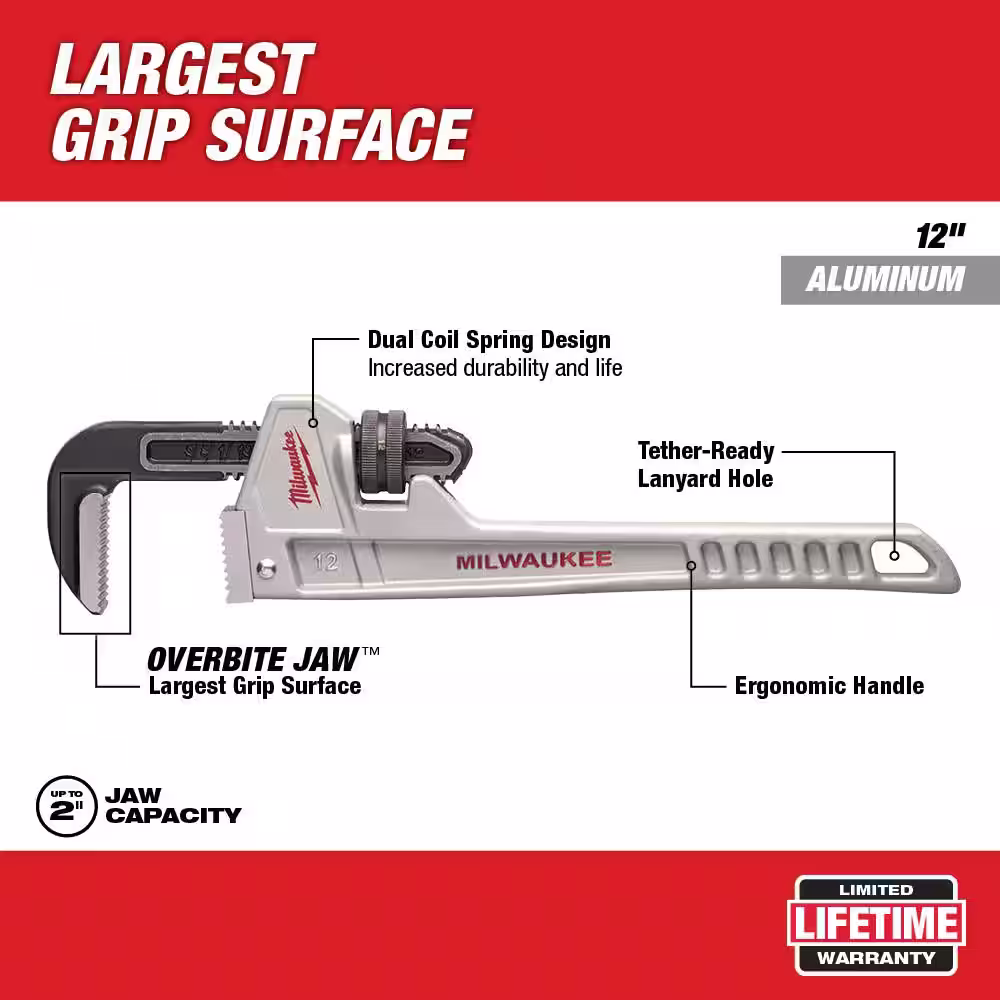 Milwaukee 12 in. Aluminum Pipe Wrench