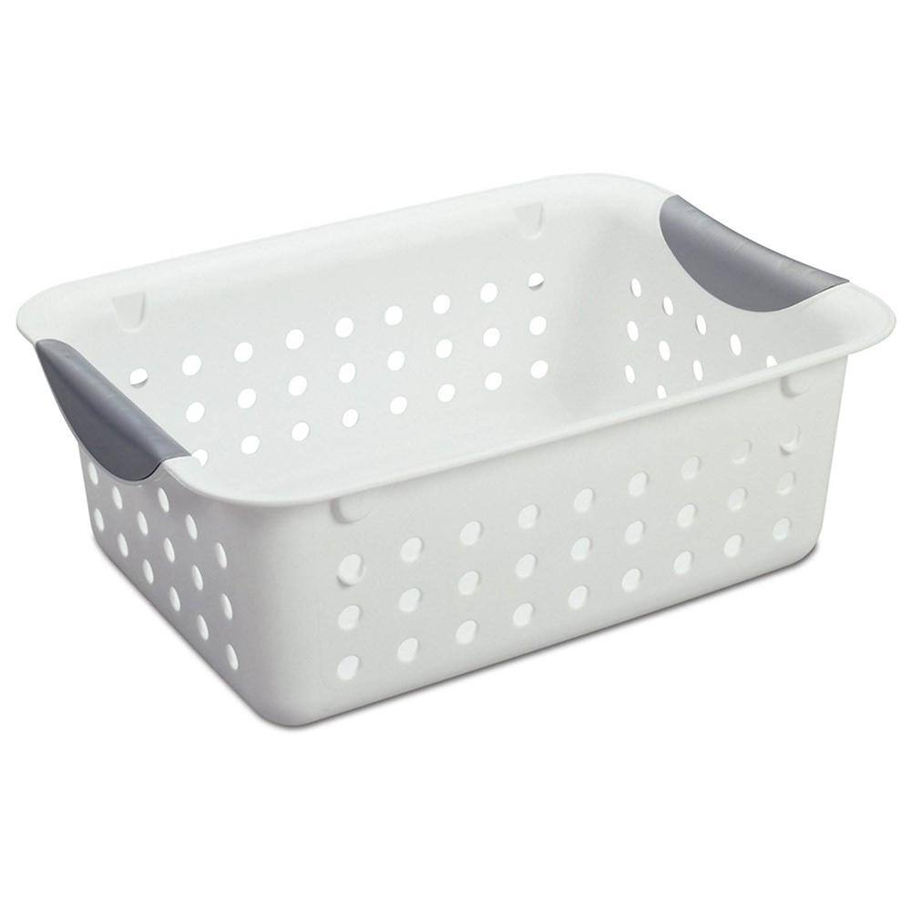 Sterilite 4 in. H x 8 in. W x 11.125 in. D White Plastic Cube Storage Bin 12-Pack