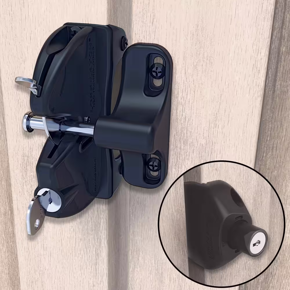 LOKKLATCH D&D Black Two-Sided Key-Lockable General Purpose Gate Latch