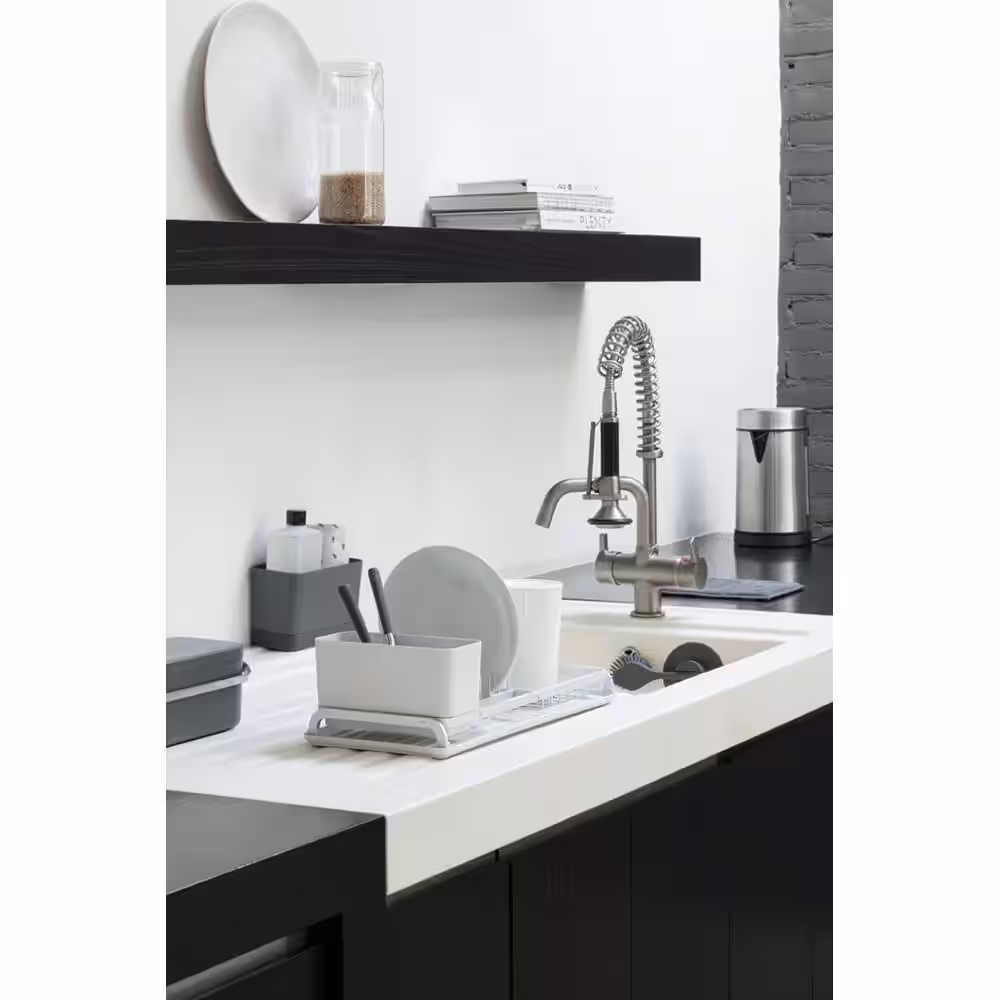 Brabantia Sinkside 7.9 in. x 18.2 in. Aluminum Compact Dish Drying Rack in Light Gray