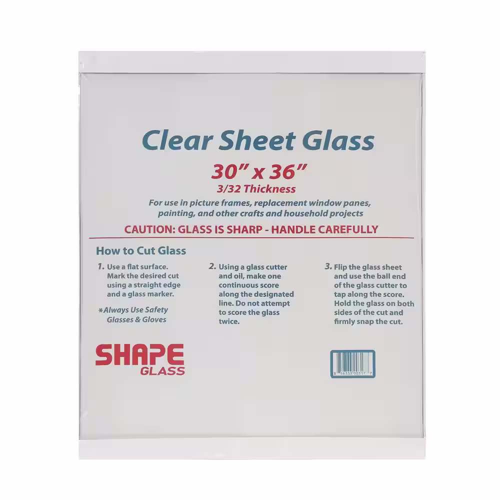 None 30 in. x 36 in. x 0.092 in. Clear Glass