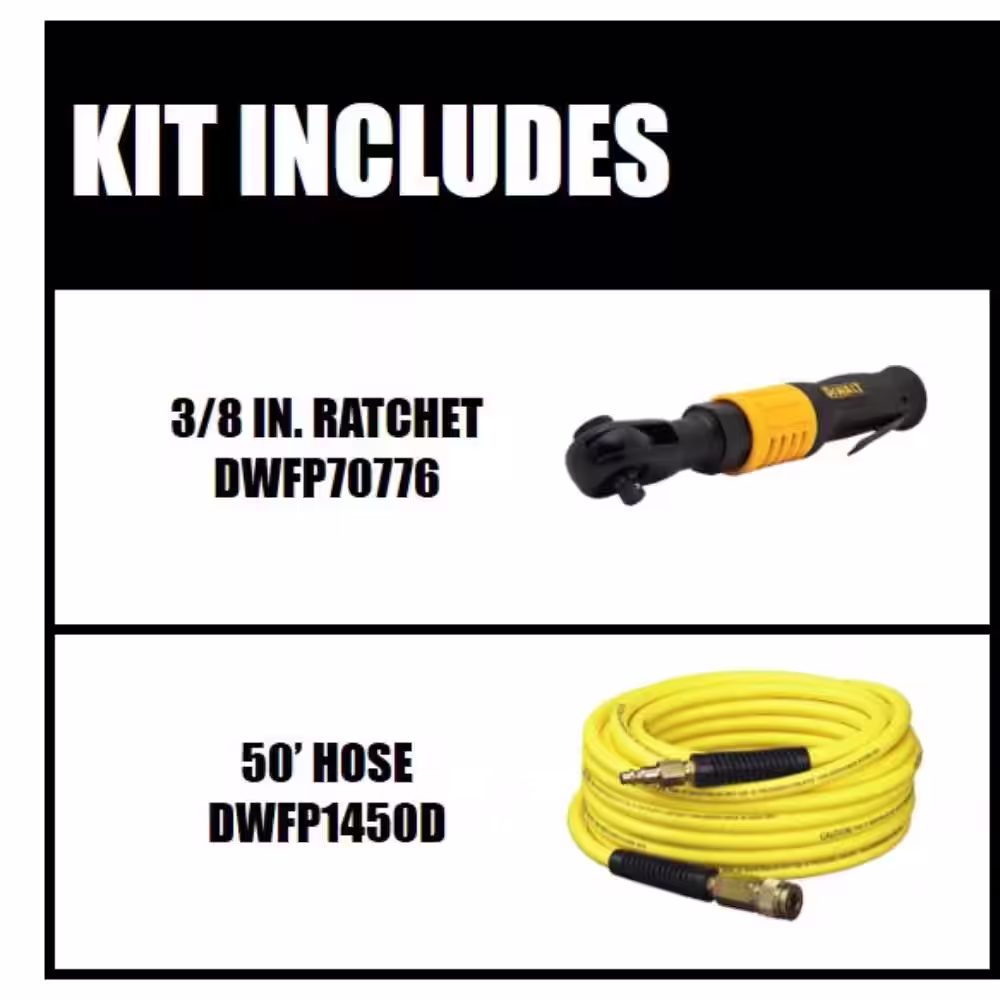 DEWALT 3/8 in. Pneumatic Ratchet and 50 ft. x 1/4 in. Air Hose