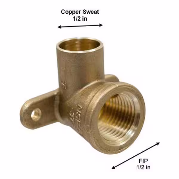 Everbilt 1/2 in. Bronze Silicon Alloy Lead-Free Pressure 90-Degree Drop Ear Cup X F Elbow