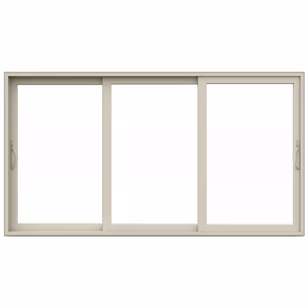 JELD-WEN V4500 Multi-Slide 141 in. x 96 in. Universal Handing Low-E Desert Sand Vinyl 3-Panel Prehung Patio Door