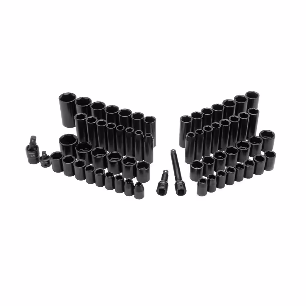 Husky 1/2 in. Drive SAE/Metric 6-Point Impact Socket Set with Multi-Drive Impact Socket Adapter Set (67-Piece)