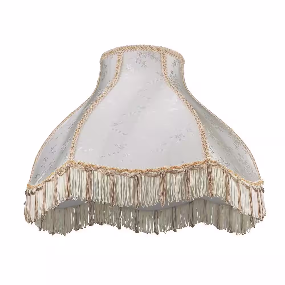 Aspen Creative Corporation 17 in. x 12 in. Beige and Fringe Scallop Bell Lamp Shade