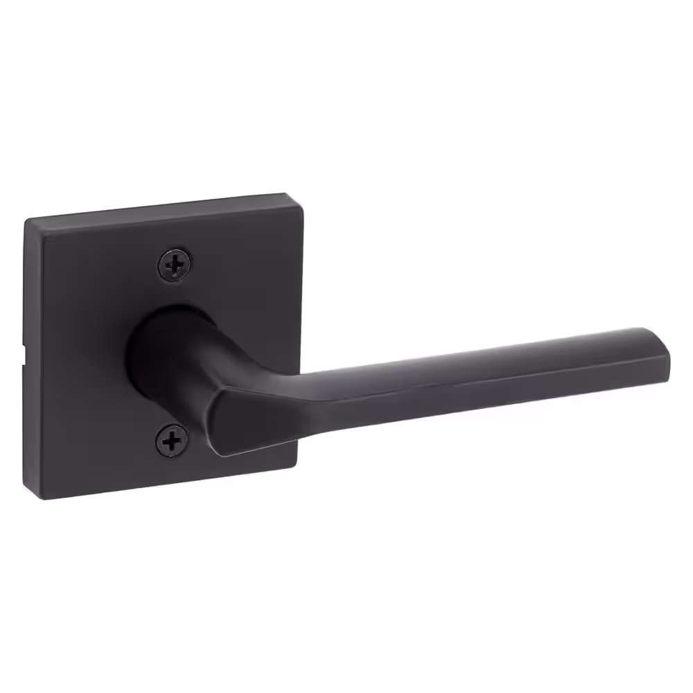 Kwikset Lisbon Square Matte Black Hall/Closet Door Lever
