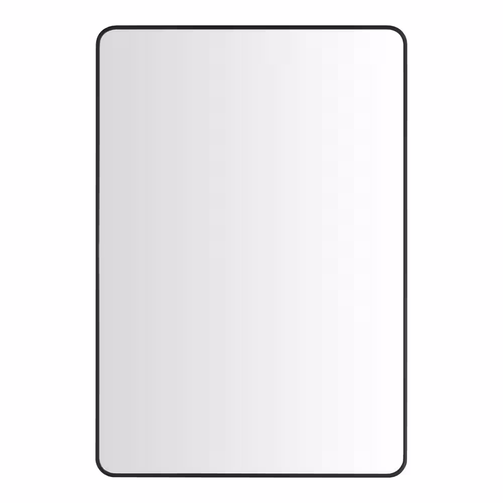 StyleWell Medium Modern Rectangular Black Framed Mirror with Rounded Corners (22 in. W x 32 in. H)
