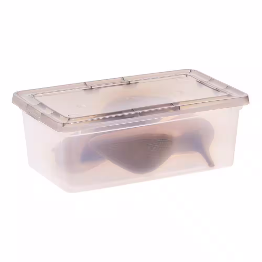 IRIS 6 qt. Snap Top Plastic Storage Box in Clear with Gray Lid