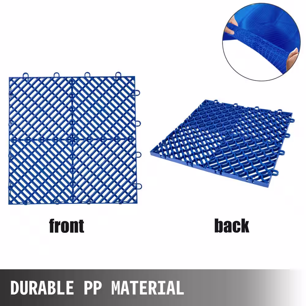 VEVOR 12 in. x 12 in. x 0.5 in. Interlocking Deck Tiles in Blue Outdoor Drainage Tiles for Pool Shower Deck Patio (25-Pack)