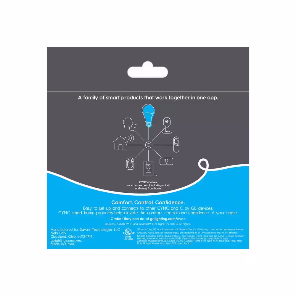 Cync 60-Watt EQ A19 Full Color Dimmable Smart LED Light Bulb (3-Pack)