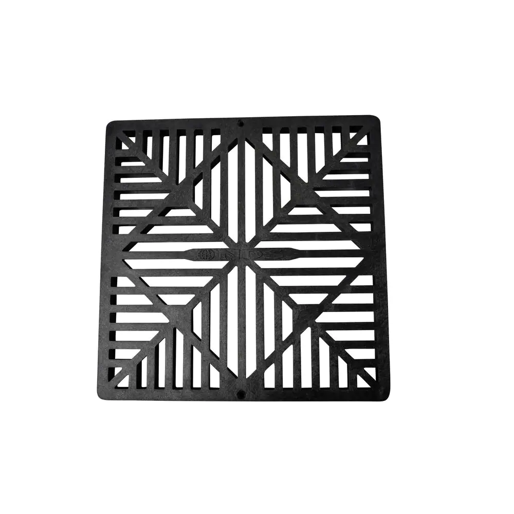 NDS 12 in. Square Catch Basin Drain Grate, Black Plastic