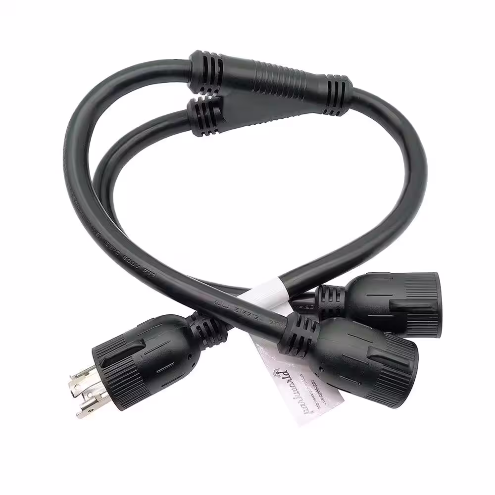 parkworld 3 ft. 125/250-Volt 30 Amp Generator 4-Prong L14-30 Splitter NEMA L14-30P Plug to (2) L14-30R Receptacle Y Adapter Cord