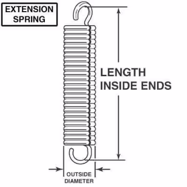 Prime-Line Extension Spring, Spring Steel Const, Nickel-Plated Finish, .105 GA x 3/4 in. x 2-1/4 in., Single Loop Open, (2-Pack)