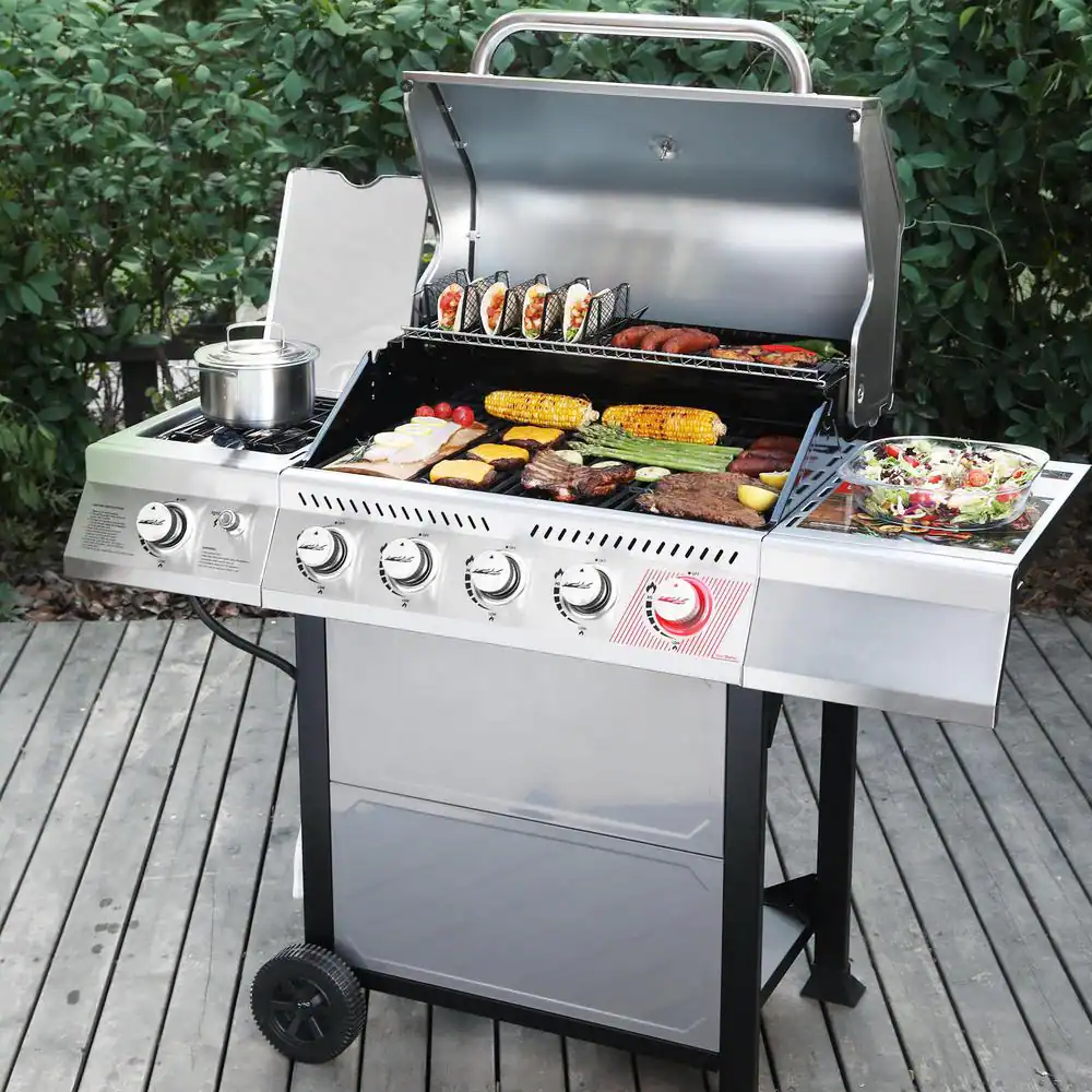 Royal Gourmet 5-Burner Propane Gas Grill in Stainless Steel with Sear Burner and Side Burner