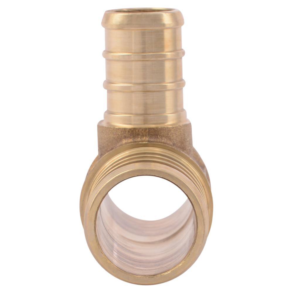 SharkBite 3/4 in. PEX Barb x 3/4 in. PEX Barb x 1/2 in. PEX Barb Brass Reducing Tee Fitting (10-Pack)