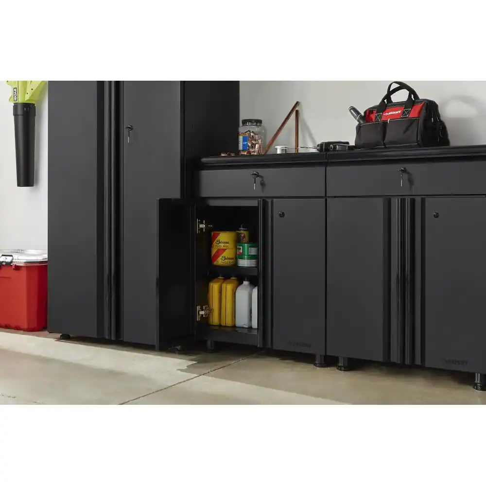 Husky Regular Duty Welded 24-Gauge Steel 1-Drawer 2-Door Garage Base Cabinet in Black (24 in. W x 33 in. H x 16 in. D)